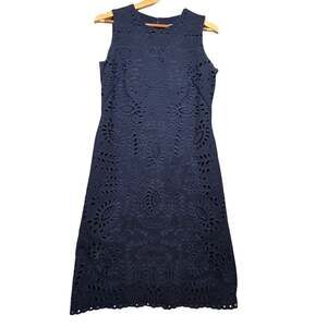 Navy J.McLaughlin Eyelet Overlay Bodycon Dress Size Small